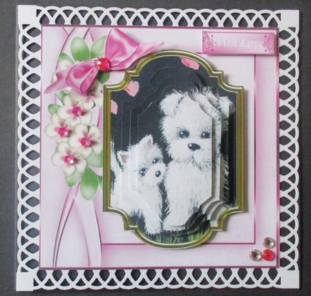Cute Westies, with Heart & Flowers with Bow 8x8 Mini Kit by Davina Rundle