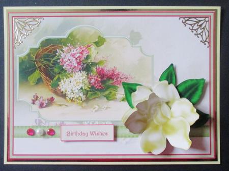 Lilac and Gardenias Card with Decoupage by Davina Rundle
