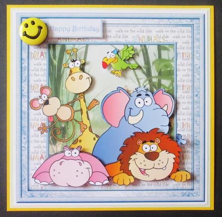 Jungle Animals Card with Decoupage by Davina Rundle