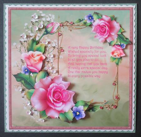 Summer Rose Card with Decoupage by Davina Rundle