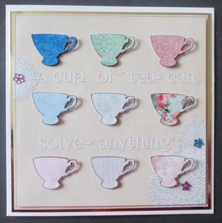 Vintage Doily Teacups Card by Davina Rundle