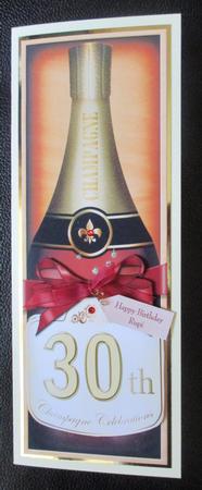 Large Dl 30th Champers in a Box Quick Card 3D Decoupage by Davina Rundle