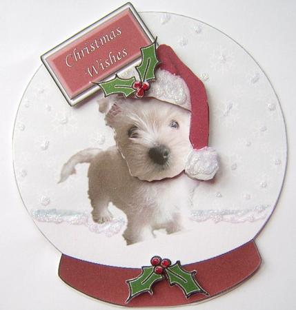 Westie Puppy Christmas Snow Globe & Background by Davina Rundle