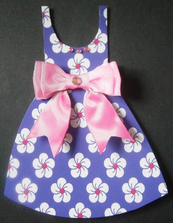 Floral Dress-shaped Card - Pink/purple by Davina Rundle