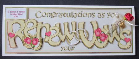 Large Dl Renewal of Vows Roses Quick Card with 3D Decoupage by Davina Rundle