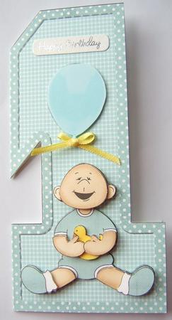 One Shaped Card with Decoupage for a Boy by Davina Rundle