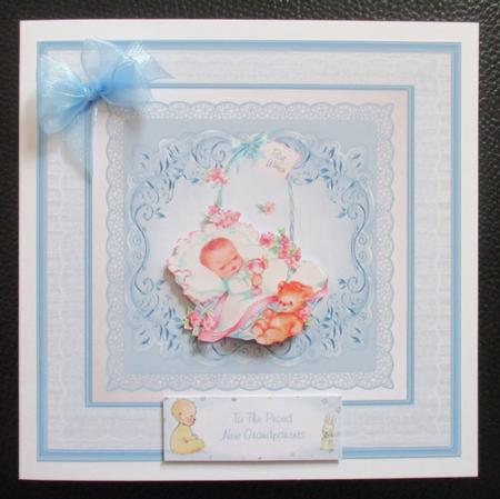 New Baby Boy Vintage 7x7 Card with Decoupage by Davina Rundle
