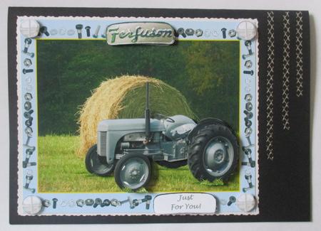 Ferguson Vintage Tractor - Card Topper with Decoupage by Davina Rundle