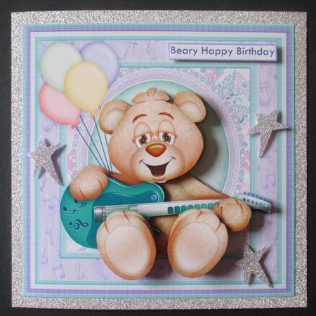 Bear & Guitar 8x8 Birthday Mini Kit & Decoupage by Davina Rundle