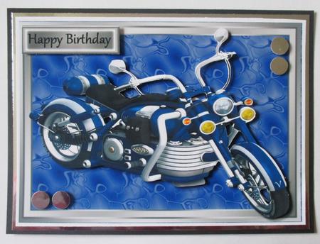 Beautiful Dark Blue & Chrome Motorbike by Davina Rundle