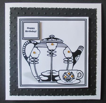 Art Deco Tea for You - 8" x 8" Digi Stamp Card Topper by Davina Rundle