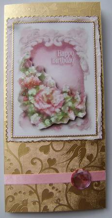 Deep Pink Roses Bouquet Watercolour Card Fronts by Davina Rundle
