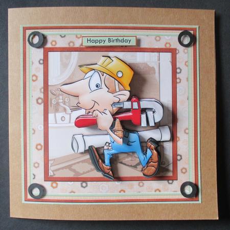Plumber in the Bathroom 8x8 Mini Kit Ages & Decoupage by Davina Rundle