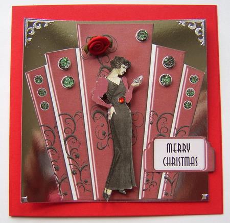 Art Deco Red and Black Panels with Stylish Lady by Davina Rundle