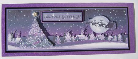 Blue Christmas Scene Large Dl Card Front with Decoupage by Davina Rundle
