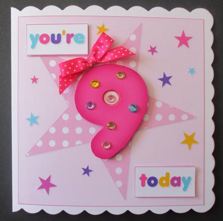 Girls Starry 9th Birthday Quick Card by Davina Rundle