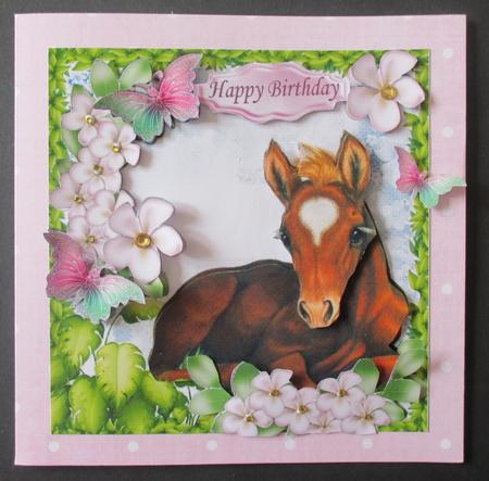 Cute Sleepy Brown Foal Among the Flowers 8x8 Mini Kit by Davina Rundle