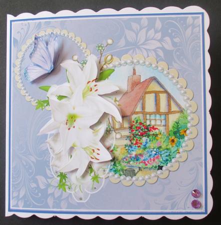 8x8 Cottage Garden Framed with Lilies by Davina Rundle