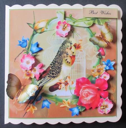 Pretty Flowers and Birds Topper with Decoupage by Davina Rundle
