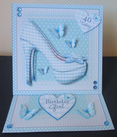 Blue Gingham Shoes Easel Card by Davina Rundle