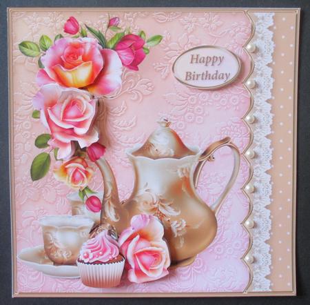 Coffee Time Lacy Border Card Front by Davina Rundle