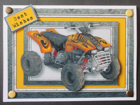 Yellow Quad Bike A5 Landscape by Davina Rundle