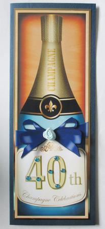 Large Dl 40th Champers in a Box Quick Card 3D Decoupage by Davina Rundle