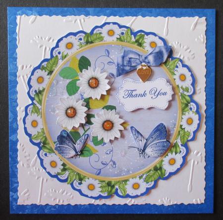 Classic Daisy Thank You 8in Doily Decoupage Topper by Davina Rundle