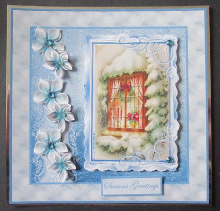 Vintage Christmas Window 7x7 Card with Decoupage by Davina Rundle