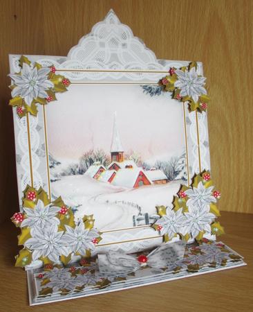 Snow Village Lace Top Easel Card & Envelope Kit by Davina Rundle