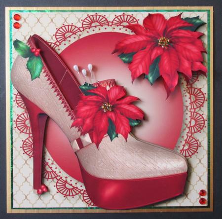 The Red Poinsettia Christmas Shoe by Davina Rundle