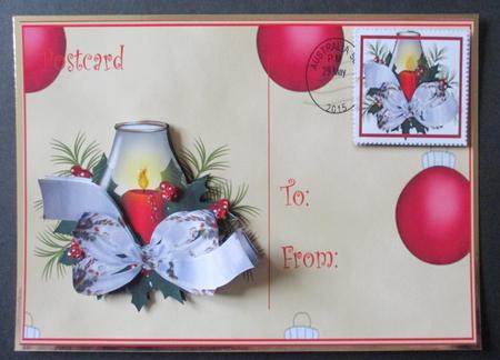 Christmas Candle Postcard Card Front by Davina Rundle