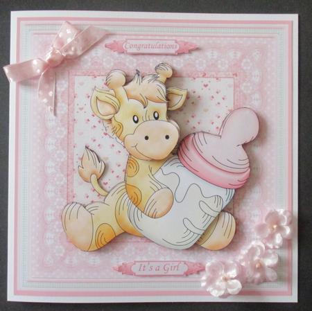 Baby Girl Giraffe 8x8 Mini Kit & Decoupage by Davina Rundle