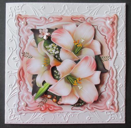 Soft Vintage White Flowers Card by Davina Rundle