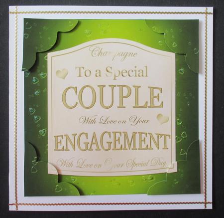 8 x 8 Engagement Champers Label Scalloped Corner by Davina Rundle