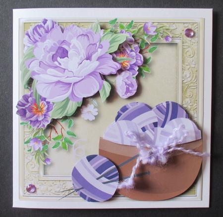 Painted Purple Flowers & Knitting by Davina Rundle