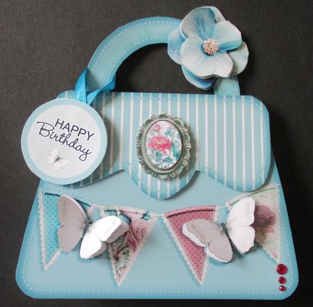 Blue Shaped Handbag Card by Davina Rundle