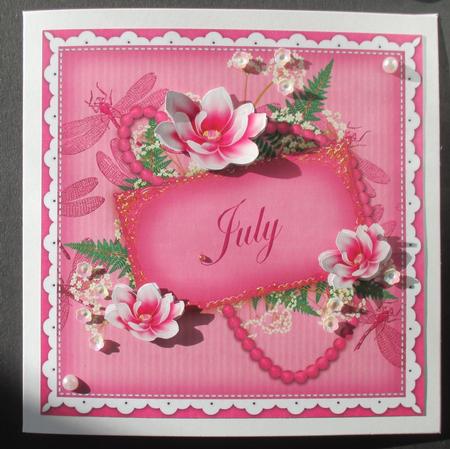 Cerise Magnolia July 8in Vintage Decoupage Topper by Davina Rundle