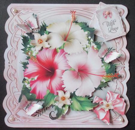 Vintage Elegant Decorative Hibiscus Flowers Card by Davina Rundle