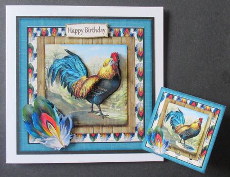 Cardtopper Country Love Rooster 397 by Davina Rundle