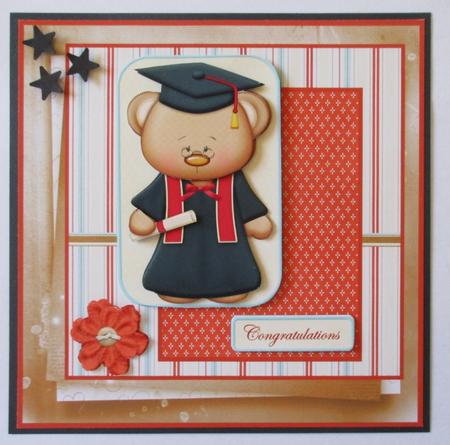Graduation Girl Teddy Bear 7x7 Card by Davina Rundle