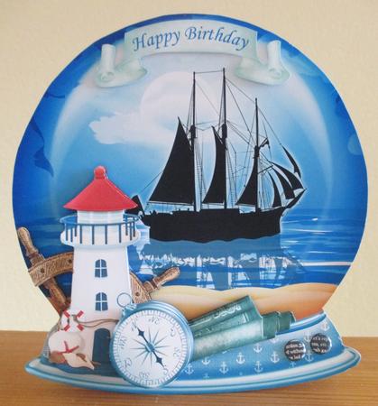 Sand Globe Sailing Ship Shaped Rocker Card Mini Kit by Davina Rundle