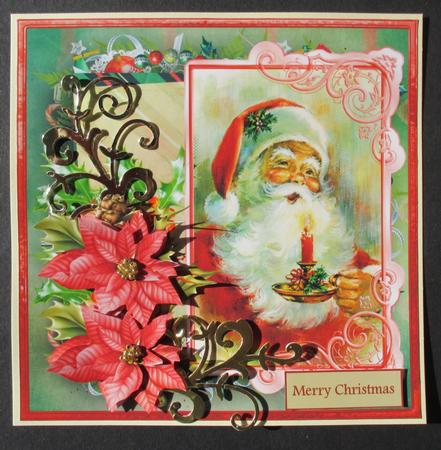 Santa Lights His Way 7x7 Card with Decoupage by Davina Rundle