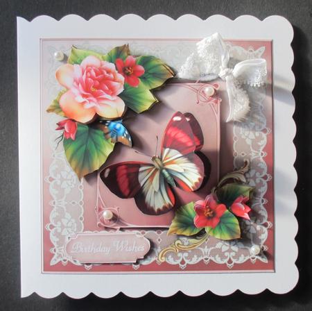 Beautiful Begonias - 8" Square Card Mini-kit by Davina Rundle