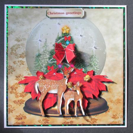 Snowglobe Deer & Poinsettias by Davina Rundle