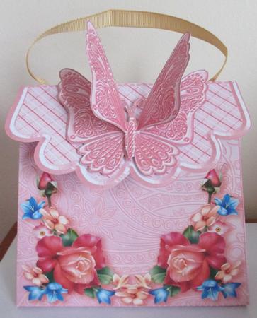 Handbag Gift Box Rosy Posey with Butterfly by Davina Rundle