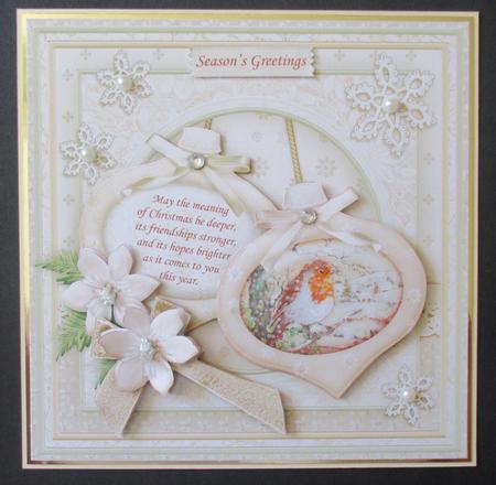 Christmas Baubles Robin in Snow 8x8 Mini Kit & Decoupage by Davina Rundle