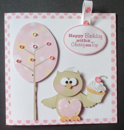 Happy Birthday with a Cherry on Top Card Topper by Davina Rundle