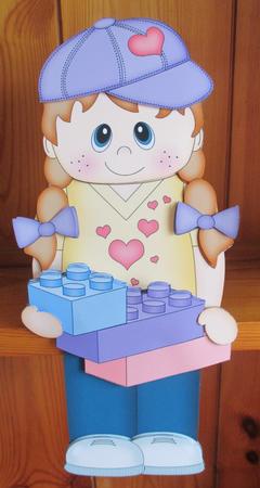 3D on the Shelf Card Kit - Little Building Blocks Girl Babs by Davina Rundle
