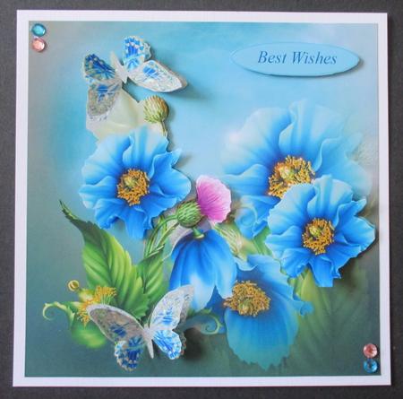 Poppy Blue Butterflies Topper with Decoupage by Davina Rundle